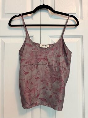 TNA Mauve and Gray Leaf-Print Silk Cami